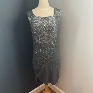 BCBG Max Azria Gray Sequin Dress | Size L | Cocktail Party Holiday Dress
